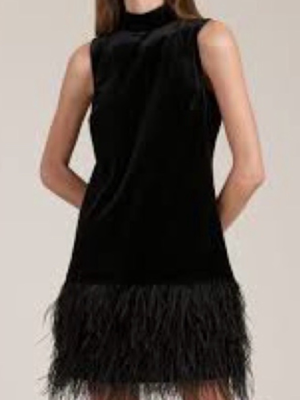Tyler Boe Black Evening dresses with Feather Trim
